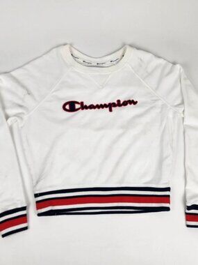 Champion Cropped Sweatshirt Small White French Terry Crewneck NWT